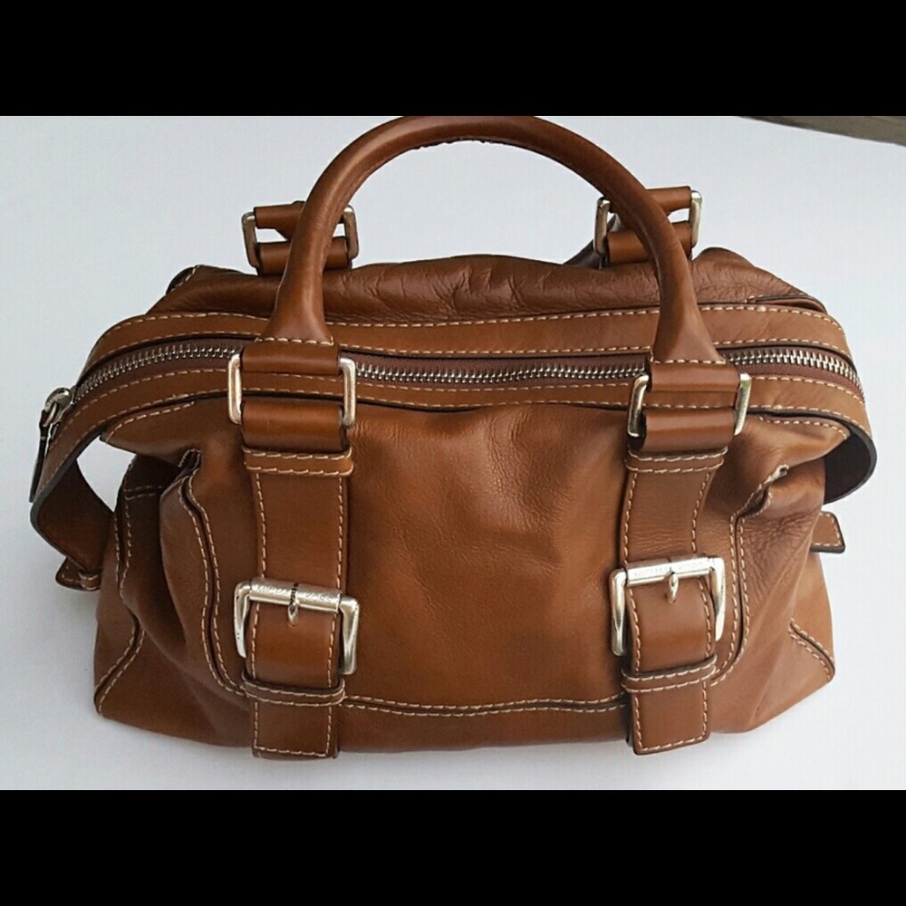 Michael Kors logo buckle bag brown leather